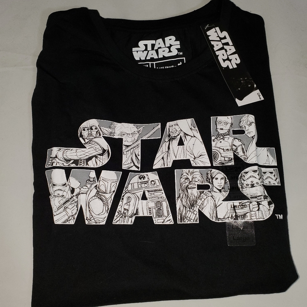 Disney Star Wars MENS Tee Shirt comic strip Black and White - Picture 8 of 9